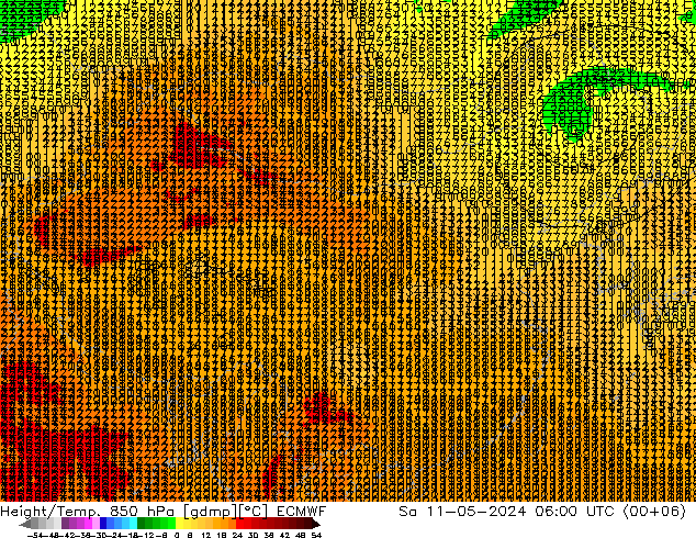 Z500/Rain (+SLP)/Z850 ECMWF 星期六 11.05.2024 06 UTC