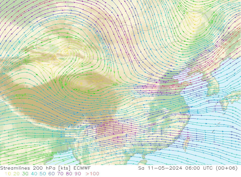风 200 hPa ECMWF 星期六 11.05.2024 06 UTC