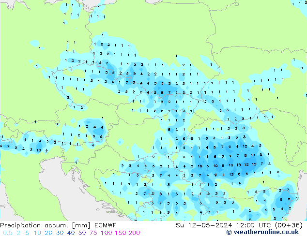 Precipitation accum. ECMWF Ne 12.05.2024 12 UTC