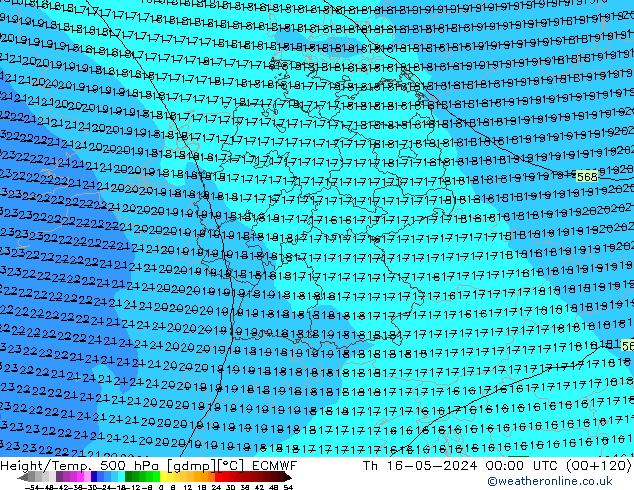 Z500/Rain (+SLP)/Z850 ECMWF Th 16.05.2024 00 UTC