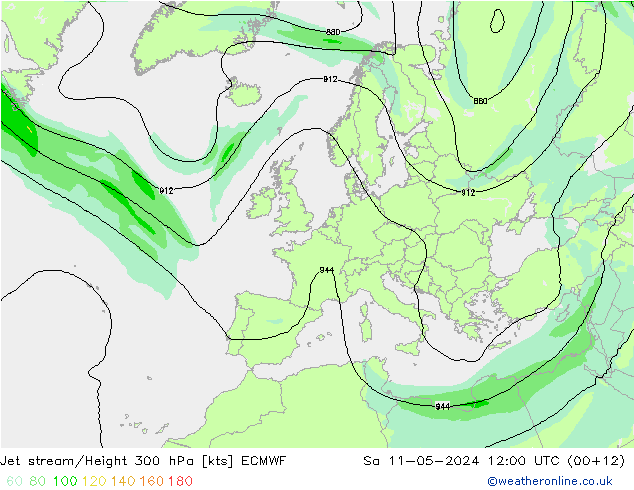 Jet stream ECMWF Sáb 11.05.2024 12 UTC