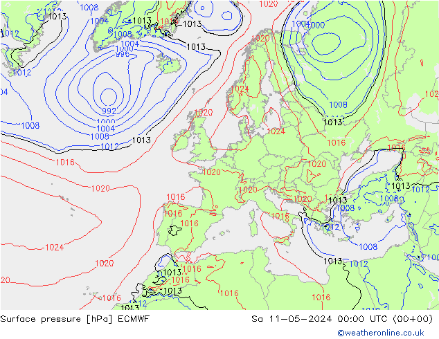 地面气压 ECMWF 星期六 11.05.2024 00 UTC