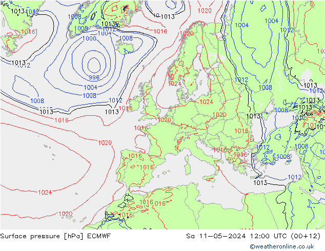 地面气压 ECMWF 星期六 11.05.2024 12 UTC