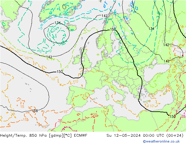Z500/Rain (+SLP)/Z850 ECMWF  12.05.2024 00 UTC