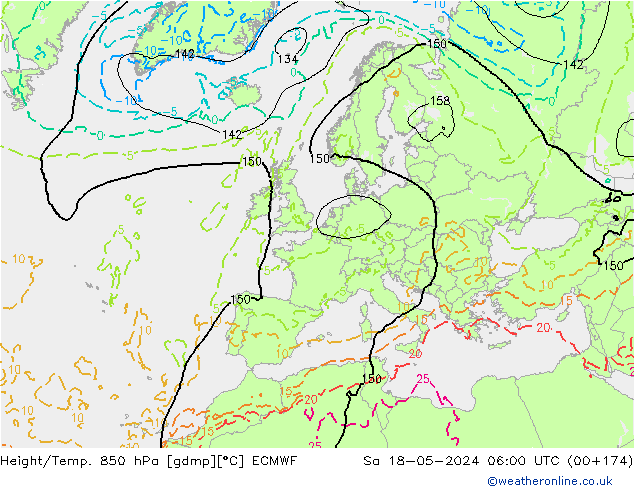 Z500/Rain (+SLP)/Z850 ECMWF Sa 18.05.2024 06 UTC