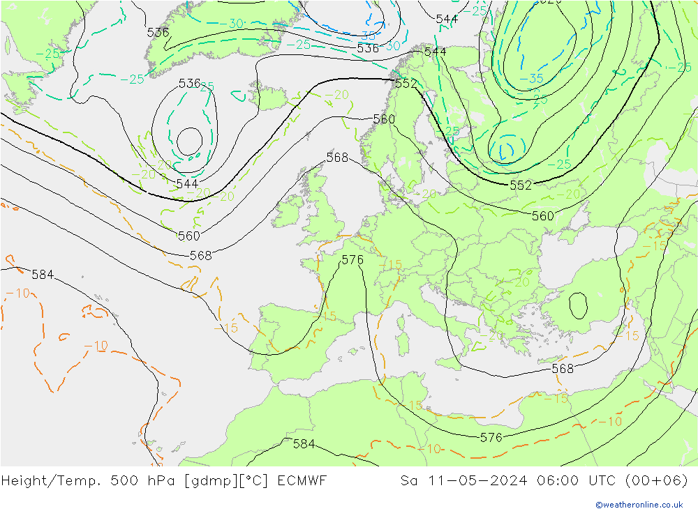 Z500/Rain (+SLP)/Z850 ECMWF sáb 11.05.2024 06 UTC