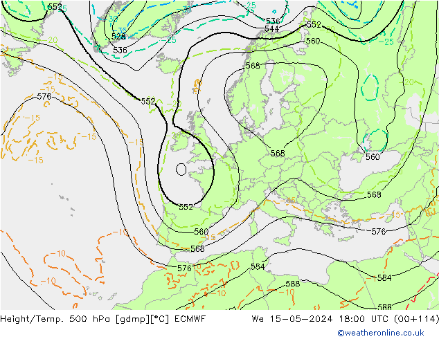 Z500/Regen(+SLP)/Z850 ECMWF wo 15.05.2024 18 UTC