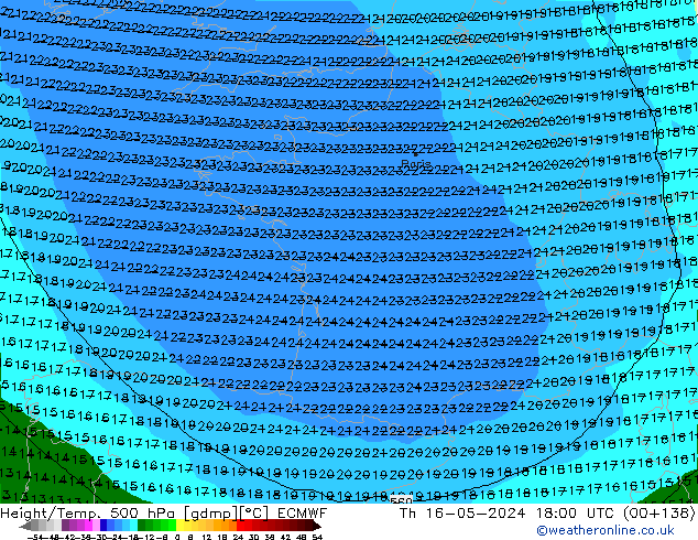 Z500/Regen(+SLP)/Z850 ECMWF do 16.05.2024 18 UTC