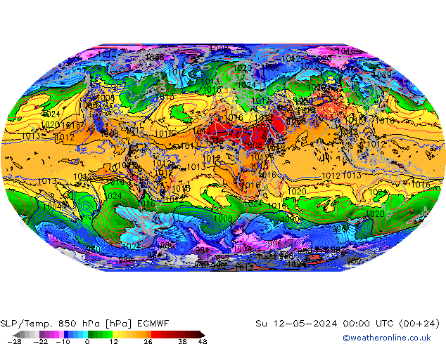 SLP/Temp. 850 hPa ECMWF Su 12.05.2024 00 UTC