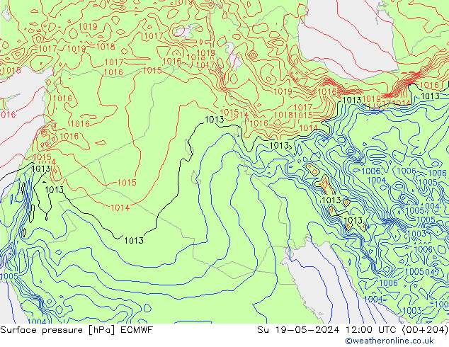 приземное давление ECMWF Вс 19.05.2024 12 UTC