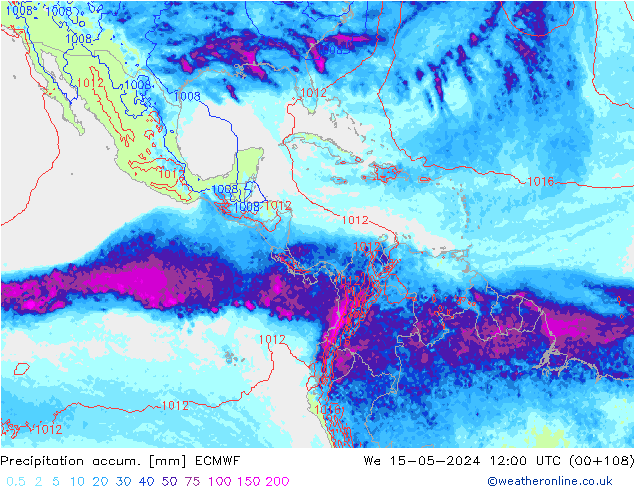 Precipitation accum. ECMWF We 15.05.2024 12 UTC