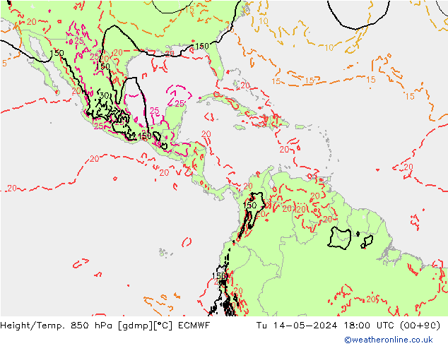 Z500/Rain (+SLP)/Z850 ECMWF  14.05.2024 18 UTC