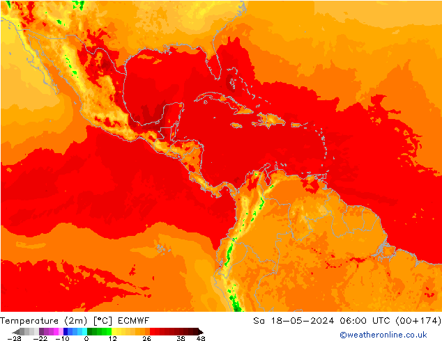 карта температуры ECMWF сб 18.05.2024 06 UTC