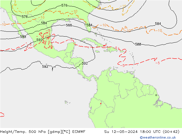 Z500/Rain (+SLP)/Z850 ECMWF nie. 12.05.2024 18 UTC