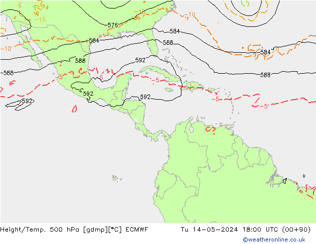 Z500/Rain (+SLP)/Z850 ECMWF  14.05.2024 18 UTC