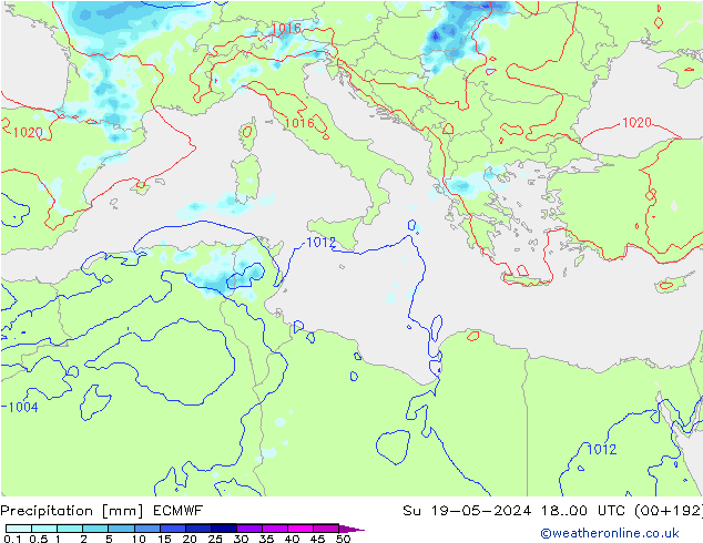 Neerslag ECMWF zo 19.05.2024 00 UTC