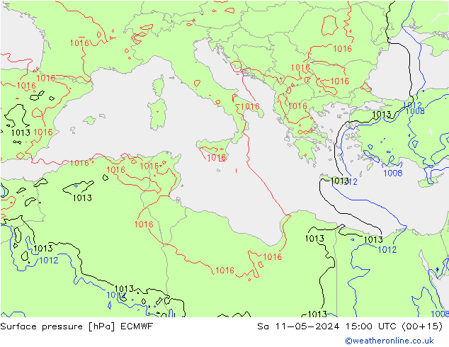 Luchtdruk (Grond) ECMWF za 11.05.2024 15 UTC