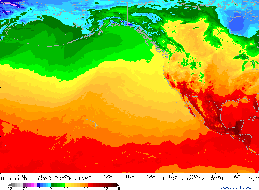 Temperaturkarte (2m) ECMWF Di 14.05.2024 18 UTC