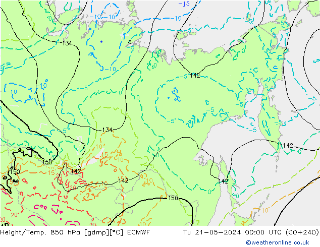 Hoogte/Temp. 850 hPa ECMWF di 21.05.2024 00 UTC
