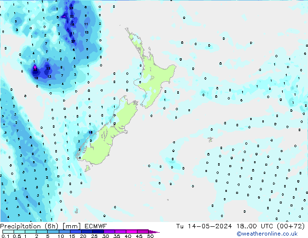 Z500/Rain (+SLP)/Z850 ECMWF wto. 14.05.2024 00 UTC