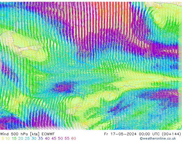 Vent 500 hPa ECMWF ven 17.05.2024 00 UTC