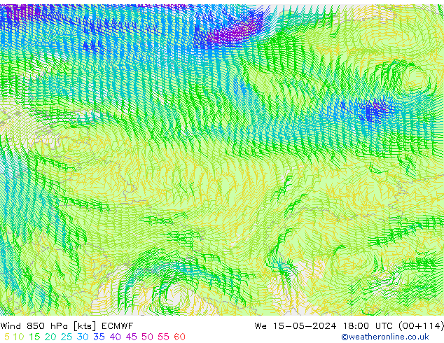 Wind 850 hPa ECMWF We 15.05.2024 18 UTC