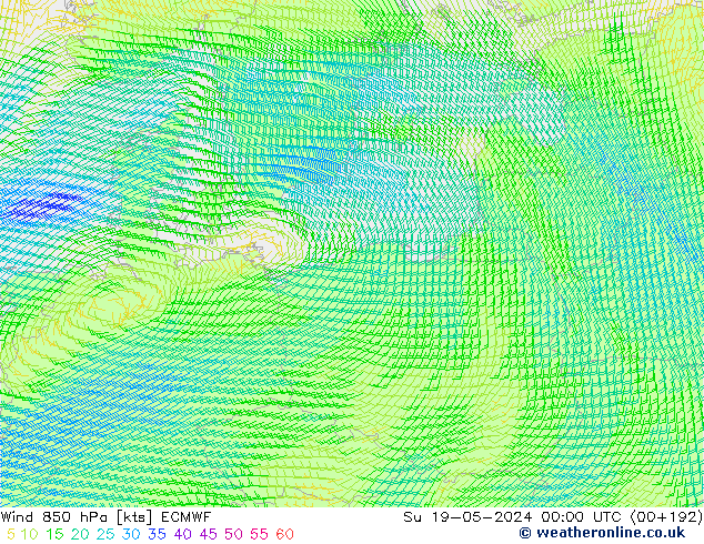 Vent 850 hPa ECMWF dim 19.05.2024 00 UTC