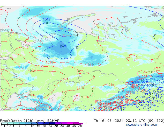 Precipitación (12h) ECMWF jue 16.05.2024 12 UTC