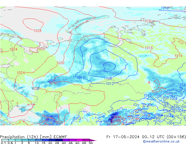 Precipitación (12h) ECMWF vie 17.05.2024 12 UTC