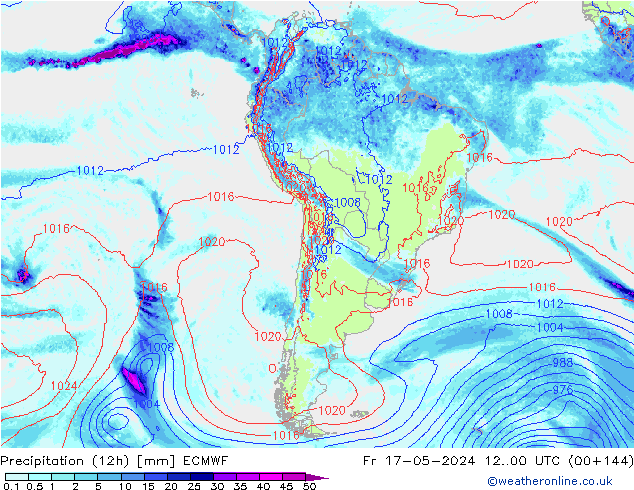 Precipitation (12h) ECMWF Fr 17.05.2024 00 UTC