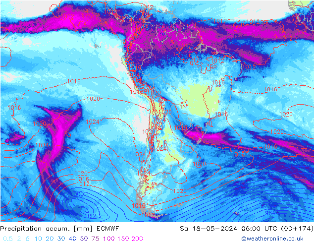 Toplam Yağış ECMWF Cts 18.05.2024 06 UTC