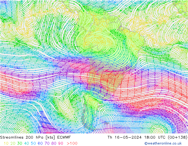 Streamlines 200 hPa ECMWF Th 16.05.2024 18 UTC