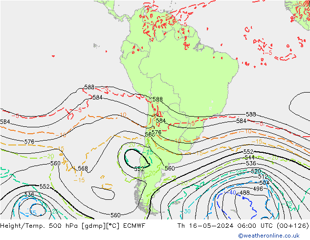 Z500/Yağmur (+YB)/Z850 ECMWF Per 16.05.2024 06 UTC