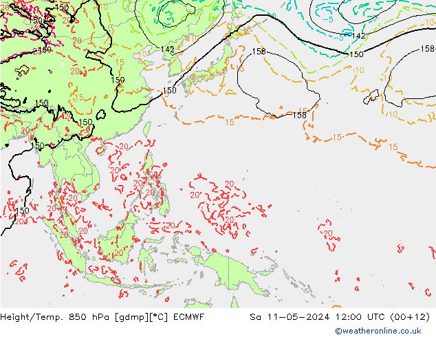 Z500/Rain (+SLP)/Z850 ECMWF Sáb 11.05.2024 12 UTC