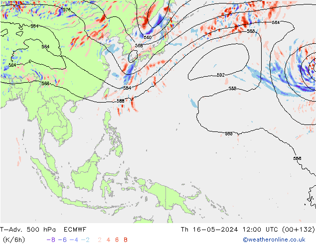 T-Adv. 500 hPa ECMWF Čt 16.05.2024 12 UTC
