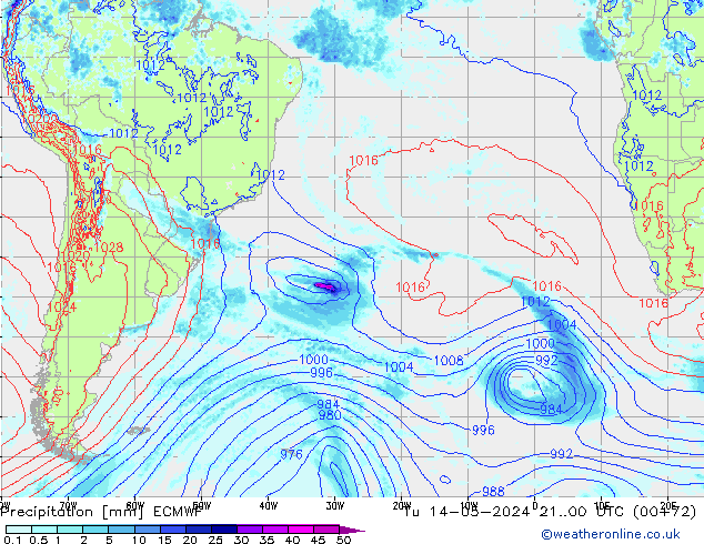 Precipitazione ECMWF mar 14.05.2024 00 UTC