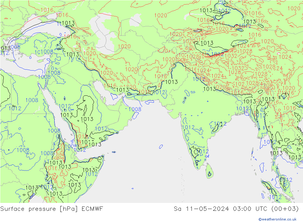 地面气压 ECMWF 星期六 11.05.2024 03 UTC