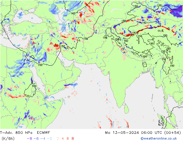 T-Adv. 850 hPa ECMWF Mo 13.05.2024 06 UTC