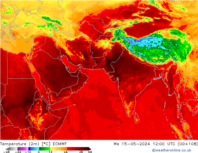 Temperature (2m) ECMWF We 15.05.2024 12 UTC