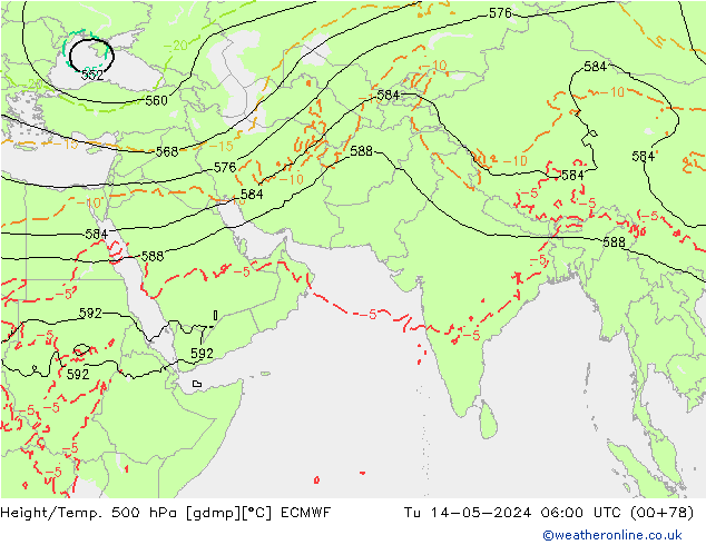 Z500/Rain (+SLP)/Z850 ECMWF Tu 14.05.2024 06 UTC