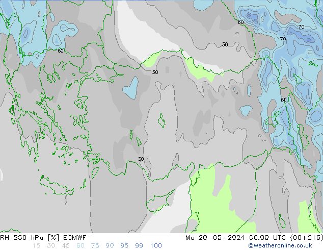 RH 850 hPa ECMWF Mo 20.05.2024 00 UTC