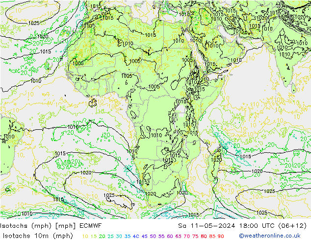 Isotachs (mph) ECMWF sam 11.05.2024 18 UTC