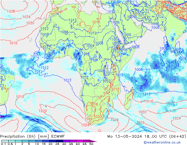 Z500/Rain (+SLP)/Z850 ECMWF Seg 13.05.2024 00 UTC