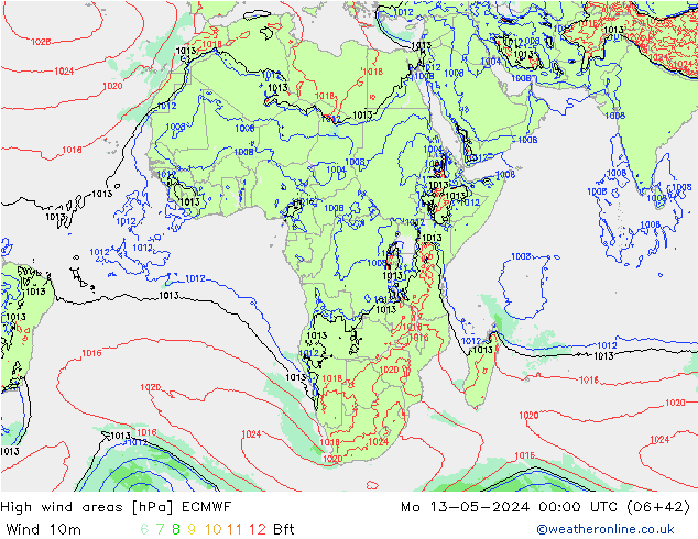 High wind areas ECMWF Seg 13.05.2024 00 UTC