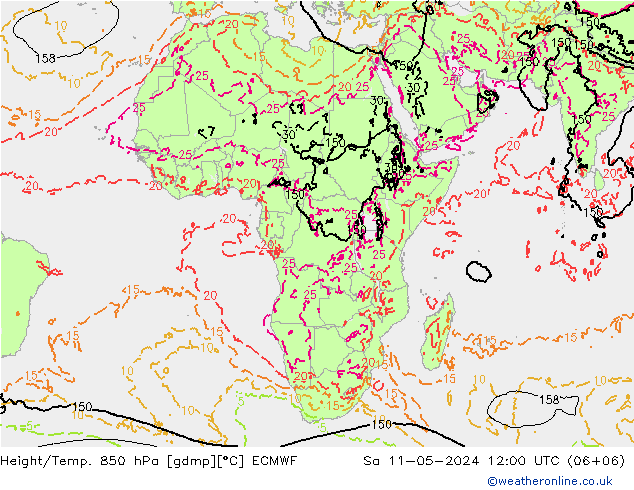 Z500/Rain (+SLP)/Z850 ECMWF sáb 11.05.2024 12 UTC