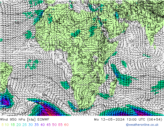 Wind 950 hPa ECMWF ma 13.05.2024 12 UTC