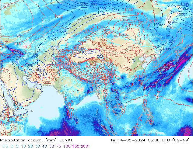 Precipitation accum. ECMWF wto. 14.05.2024 03 UTC