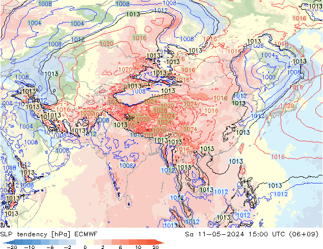 Druktendens (+/-) ECMWF za 11.05.2024 15 UTC