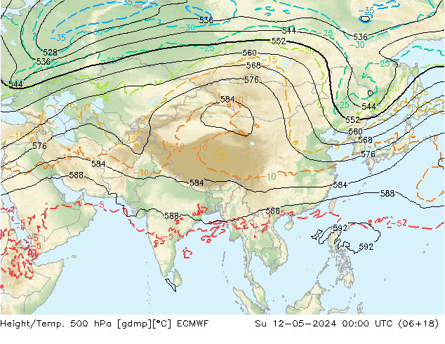 Z500/Rain (+SLP)/Z850 ECMWF nie. 12.05.2024 00 UTC