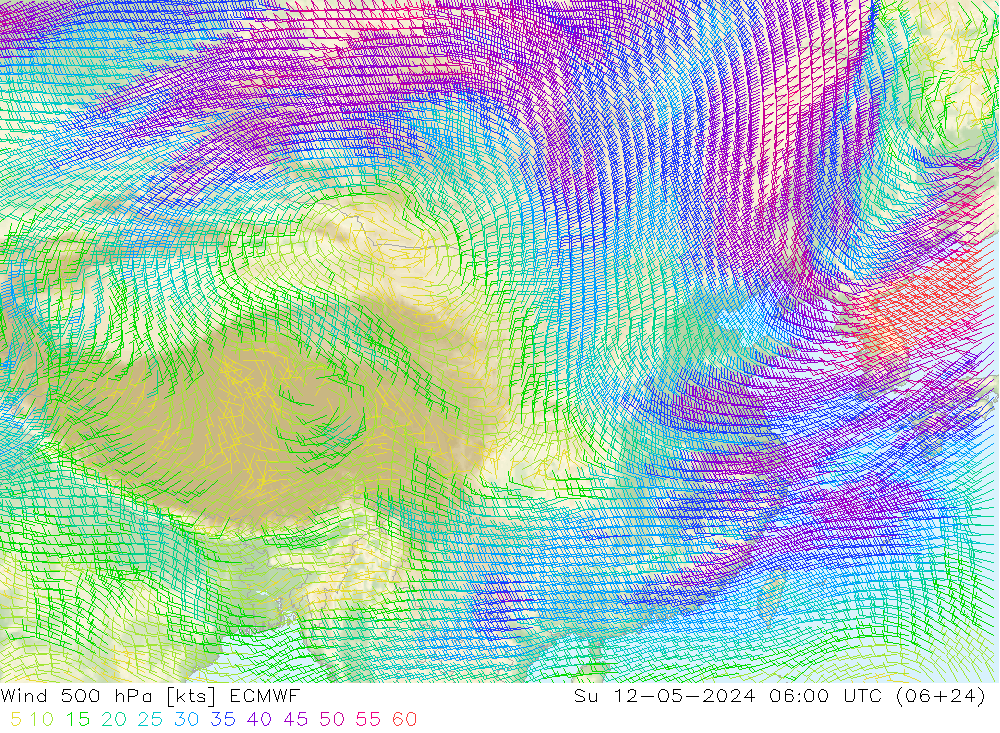风 500 hPa ECMWF 星期日 12.05.2024 06 UTC